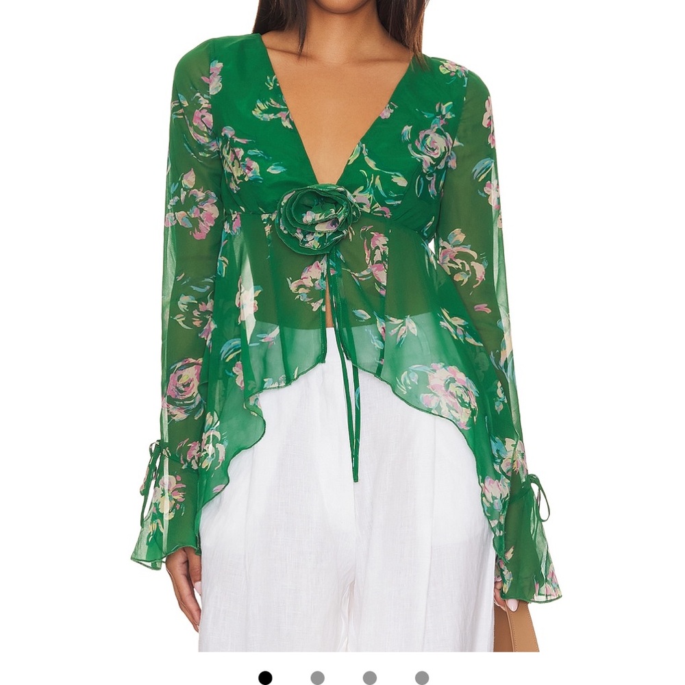 Lovers and Friends x Rachel Kiernan Top in Green Flower